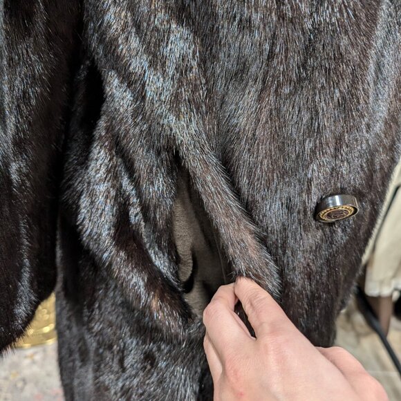 Elegant Brown genuine Mink Fur Coat Size Small 2-4 - Picture 5 of 12